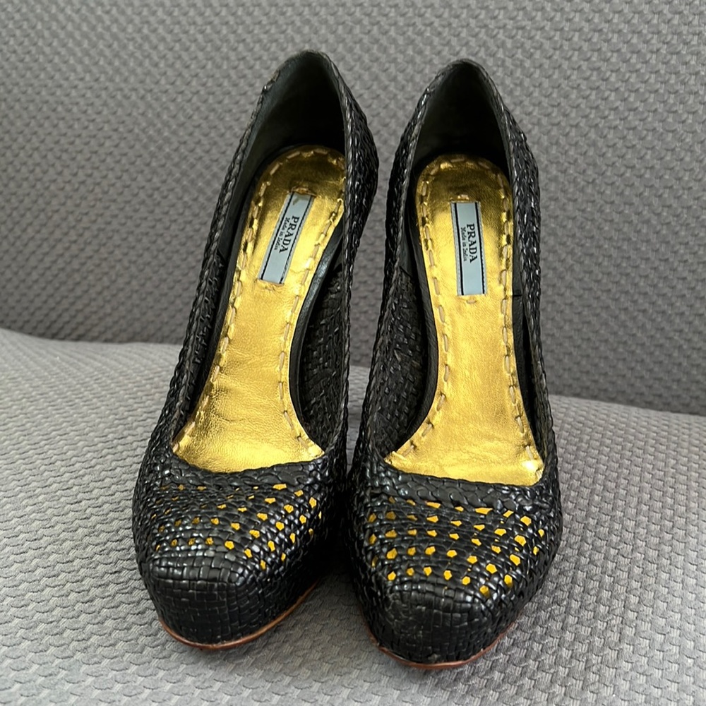 Prada Black Weave Pump